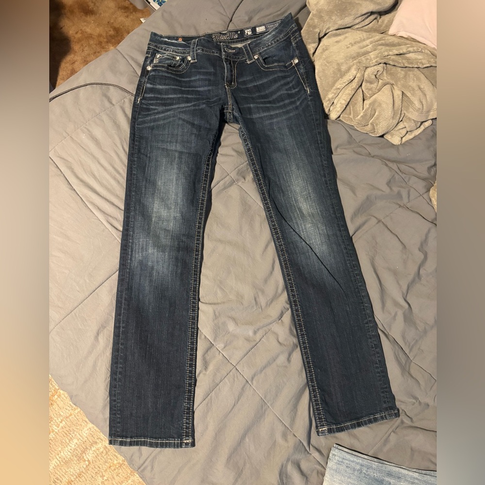 Miss Me Dark Blue Straight Leg Jeans